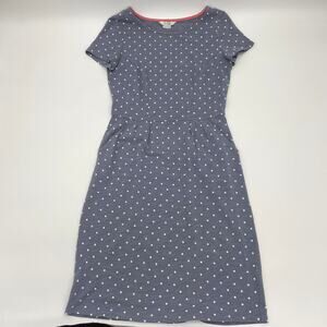 BODEN Blue Polka Dot Phoebe Casual Jersey Pullover Pockets Dress Women's Sz 4